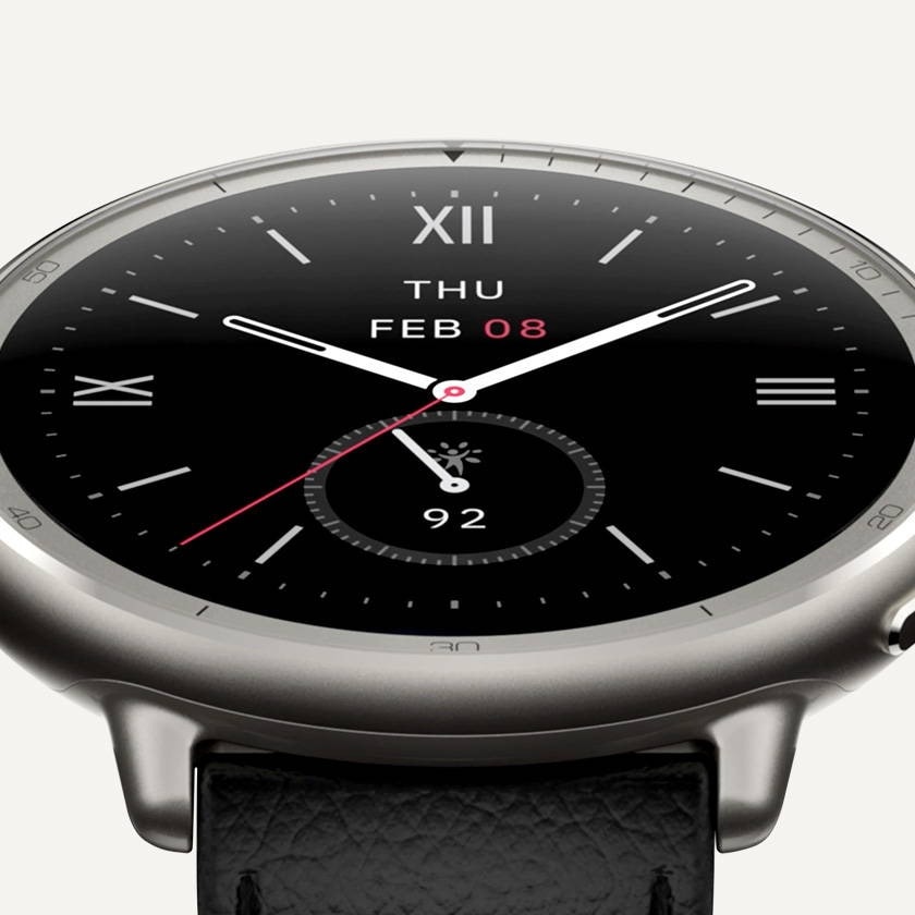 Smartwatch AMAZFIT Active 2, GPS, Android/iOS, Black Leather